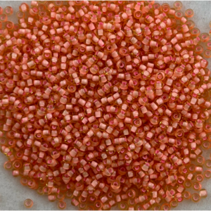 TOHO Seedbeads 11/0,  NR 925   Frosted Lt Topaz / Coral Pink-Lined